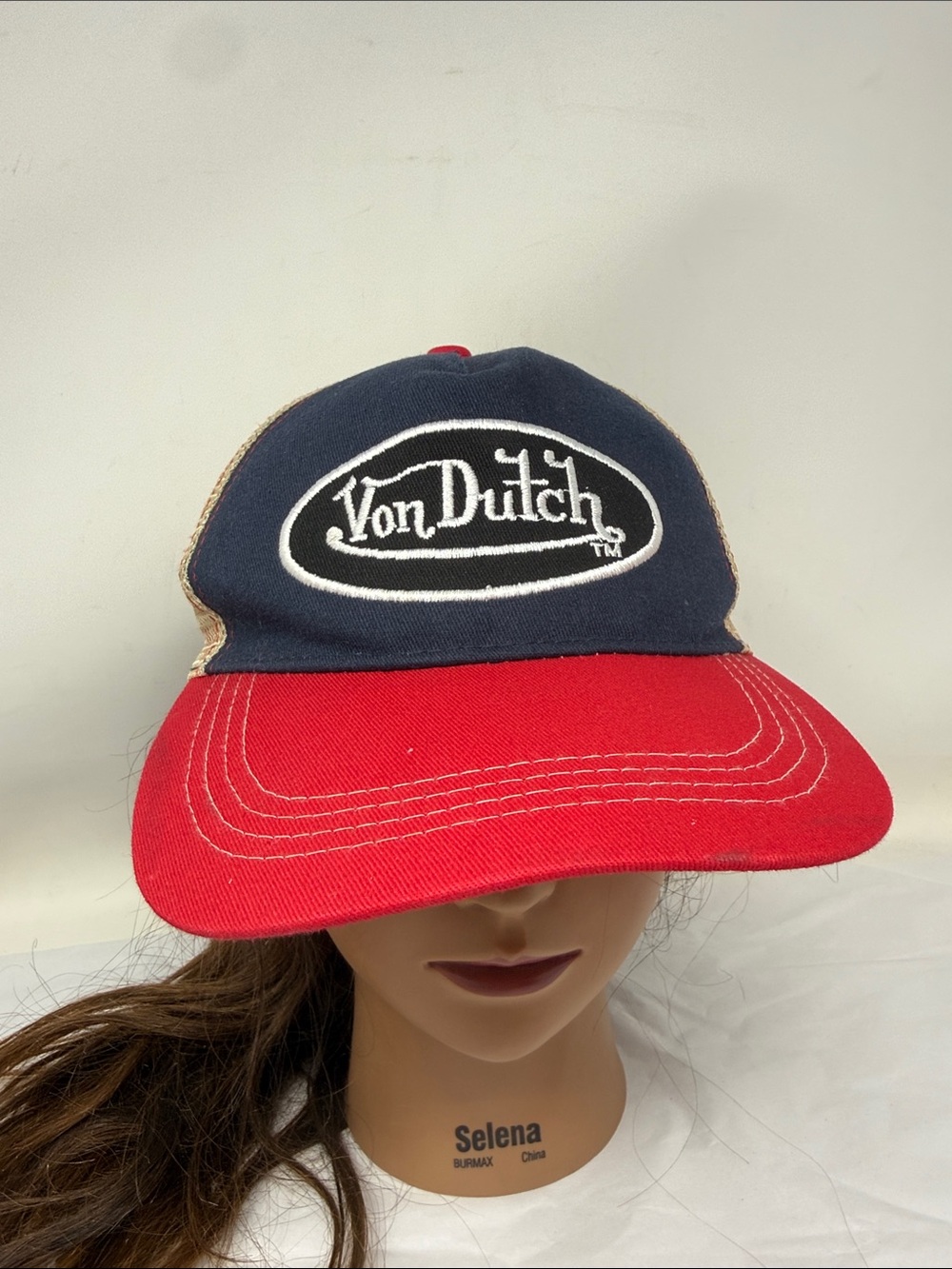 Von Dutch Trucker Hat Navy Red Mesh Snapback Y2K Adjustable Fit Americana